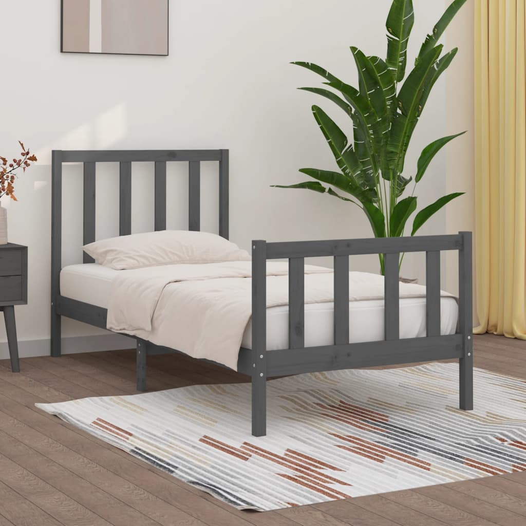 Rám postele šedý masivní dřevo 75 x 190 cm Small Single