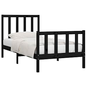 Rám postele černý masivní dřevo 75 x 190 cm malé jednolůžko - obrázek 3