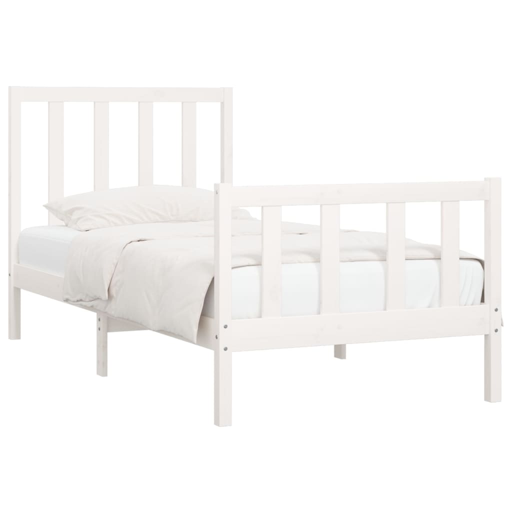 

vidaXL Bedframe massief hout wit 90x190 cm 3FT Single