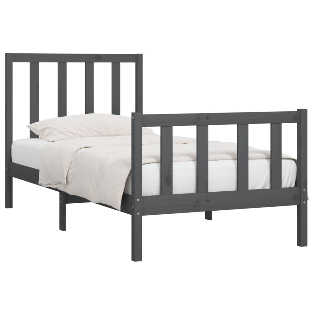 

vidaXL Bedframe massief hout grijs 90x190 cm 3FT Single