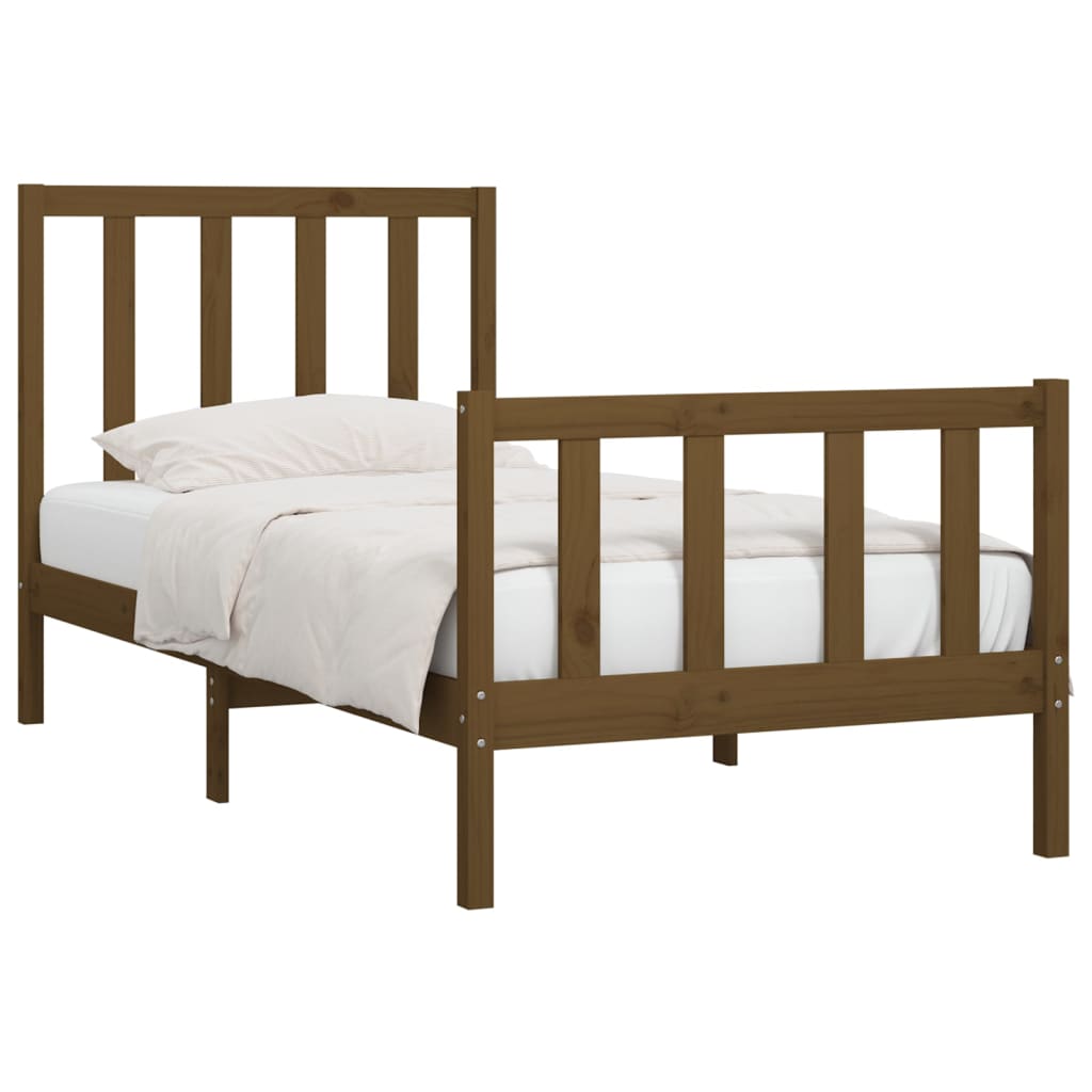 

vidaXL Bedframe massief hout honingbruin 90x190 cm 3FT Single