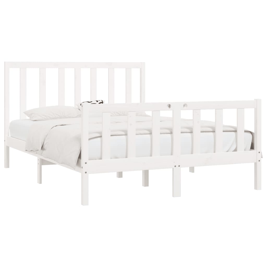 vidaXL Bedframe massief hout wit 120x190 cm afbeelding