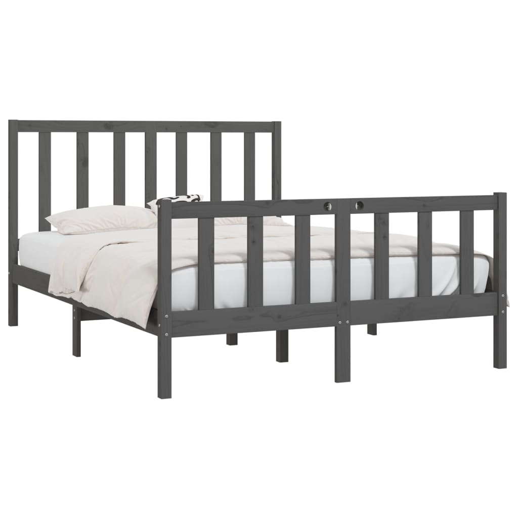 

vidaXL Bedframe massief hout grijs 120x190 cm 4FT Small Double