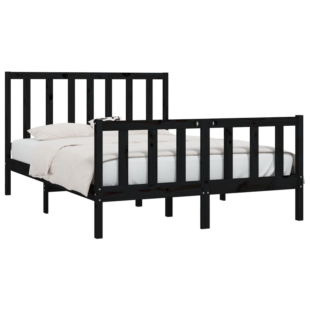 vidaXL Bed Frame without Mattress Black 120x190 cm Small Double Solid Wood