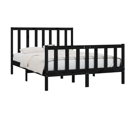 vidaXL Bed Frame without Mattress Black 120x190 cm Small Double Solid Wood