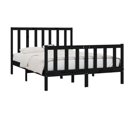 vidaXL Cadre de lit sans matelas noir 135x190 cm bois massif