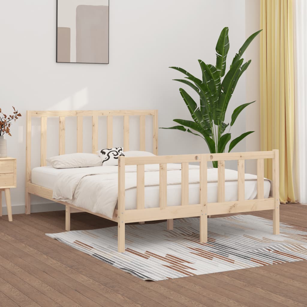 vidaXL Cadru de pat, 140×190 cm, lemn masiv vidaXL imagine 2022