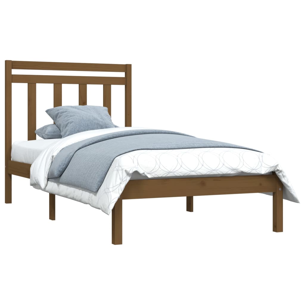 vidaXL Bedframe massief hout honingbruin 75x190 cm 2FT6 Small Single