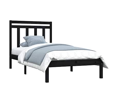 vidaXL Sengeramme svart heltre 75x190 cm Small Single