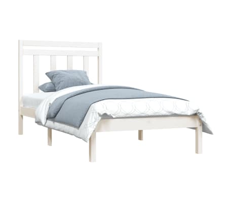 vidaXL Bed Frame White Solid Wood 90x190 cm Single