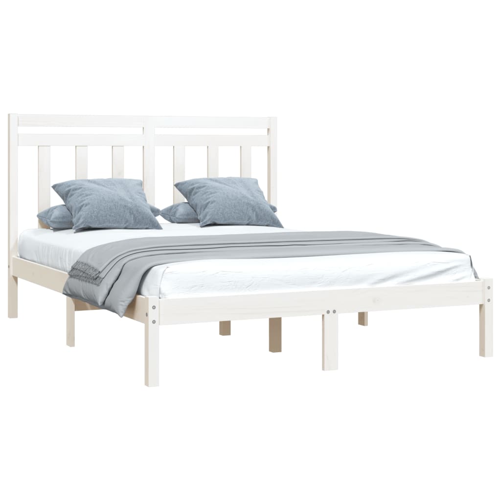 

vidaXL Bedframe massief hout wit 135x190 cm 4FT6 Double