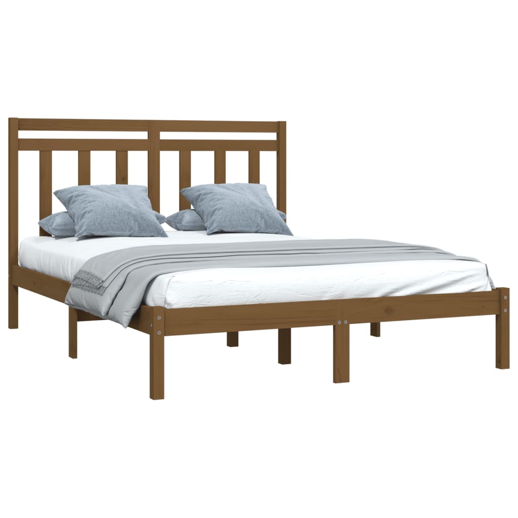 

vidaXL Bedframe massief hout honingbruin 135x190 cm 4FT6 Double