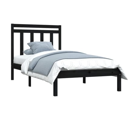 vidaXL Bed Frame Black Solid Wood 90x200 cm