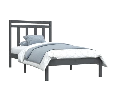 vidaXL Lovos rėmas, pilkos spalvos, 100x200cm, medienos masyvas