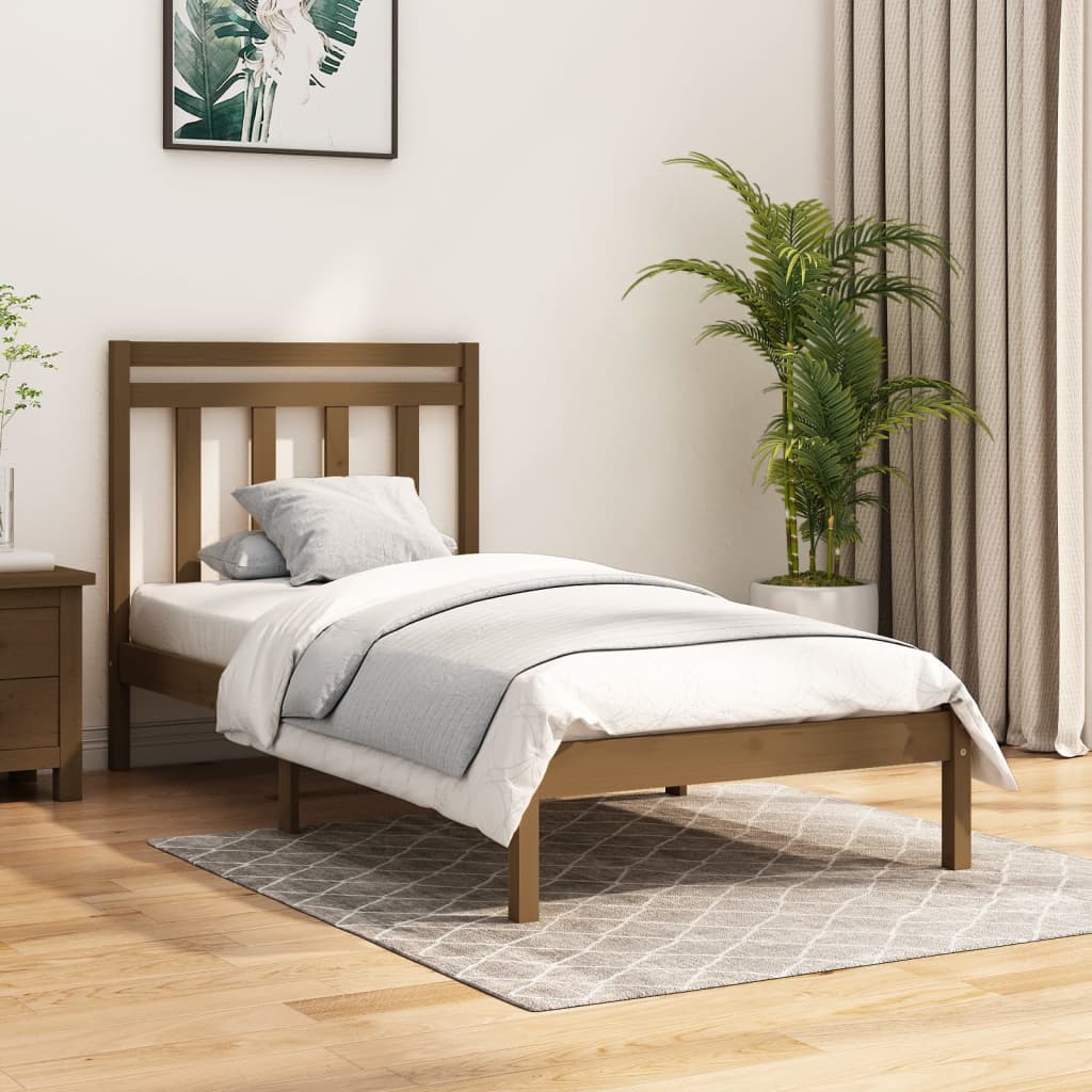 vida XL Massivholzbett Honigbraun 100x 200 cm