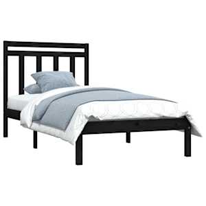vidaXL Bedframe massief hout zwart 100x200 cm