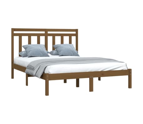 vidaXL Lovos rėmas, medaus rudas, 150x200cm, medienos masyvas, didelis