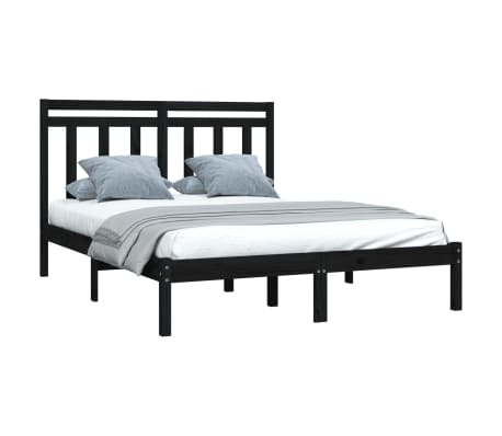 vidaXL Lovos rėmas, juodos spalvos, 160x200cm, medienos masyvas