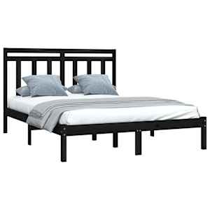 vidaXL Lovos rėmas, juodos spalvos, 160x200cm, medienos masyvas