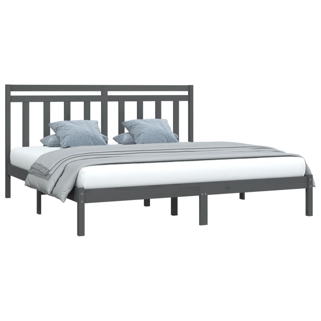 

vidaXL Bedframe massief hout grijs 180x200 cm 6FT Super King