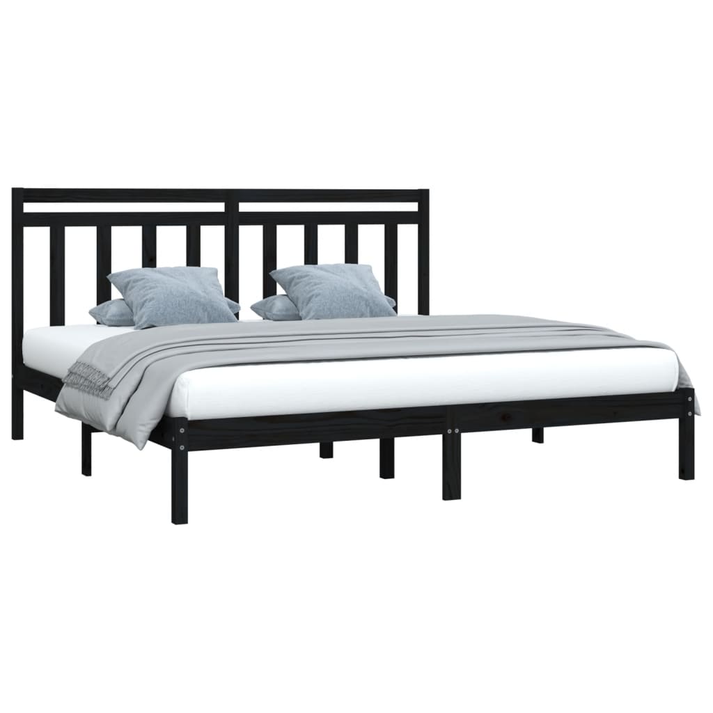 

vidaXL Bedframe massief hout zwart 180x200 cm 6FT Super King