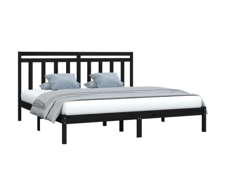 vidaXL Bed Frame without Mattress Black 180x200 cm Super King Solid Wood