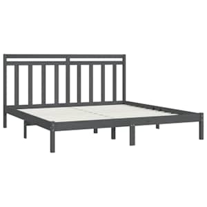 Rám postele šedý masivní dřevo 200 x 200 cm - obrázek 4