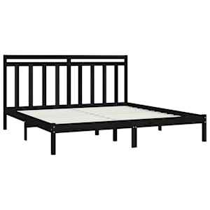 Rám postele černý masivní dřevo 200 x 200 cm - obrázek 4
