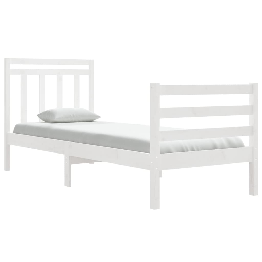 

vidaXL Bedframe massief hout wit 75x190 cm 2FT6 Small Single