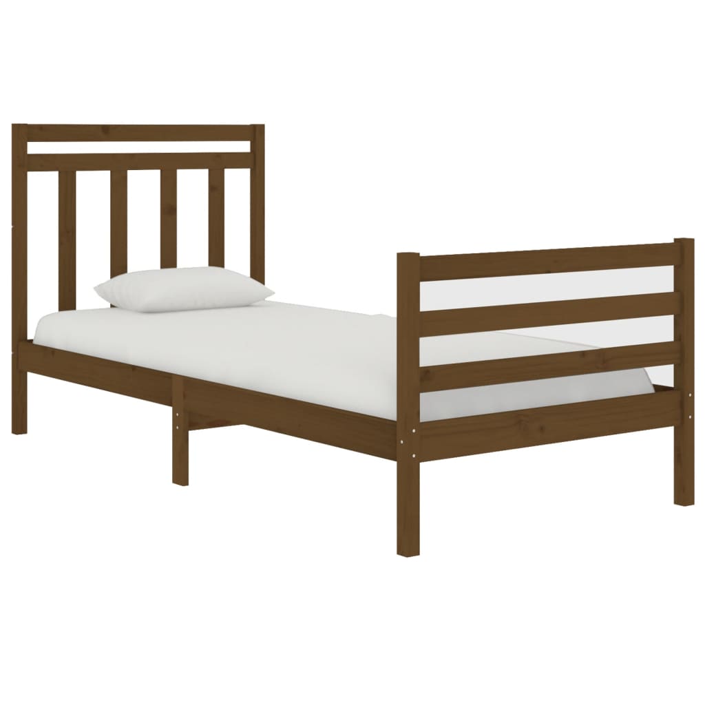 

vidaXL Bedframe massief hout honingbruin 75x190 cm 2FT6 Small Single