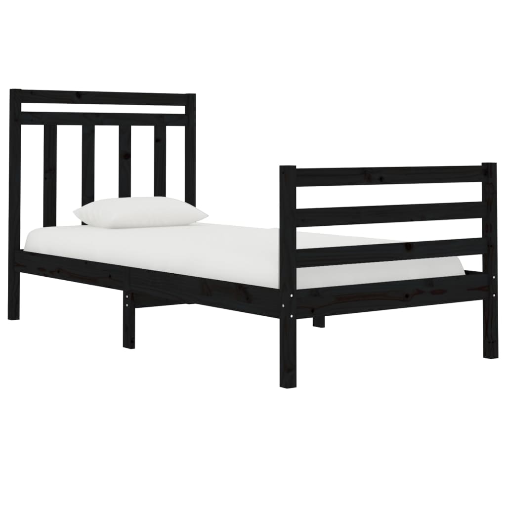 

vidaXL Bedframe massief hout zwart 75x190 cm 2FT6 Small Single