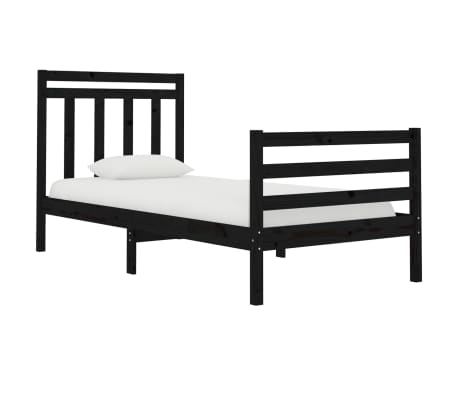 vidaXL Rama ł&oacute;żka, czarna, lite drewno, 75x190 cm, pojedyncza