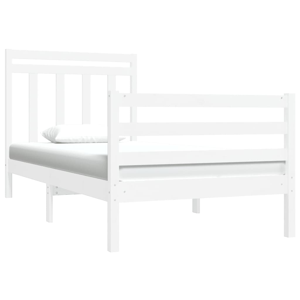 vidaXL Estrutura de cama solteiro 90x190 cm madeira maciça branco