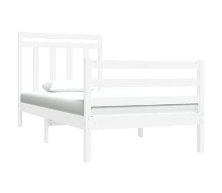 vidaXL Estrutura de cama solteiro 90x190 cm madeira maciça branco