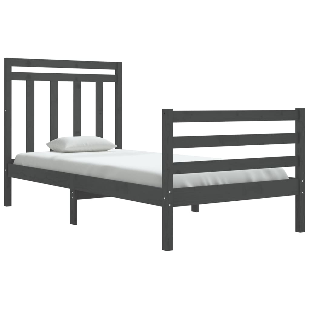 

vidaXL Bedframe massief hout grijs 90x190 cm 3FT Single