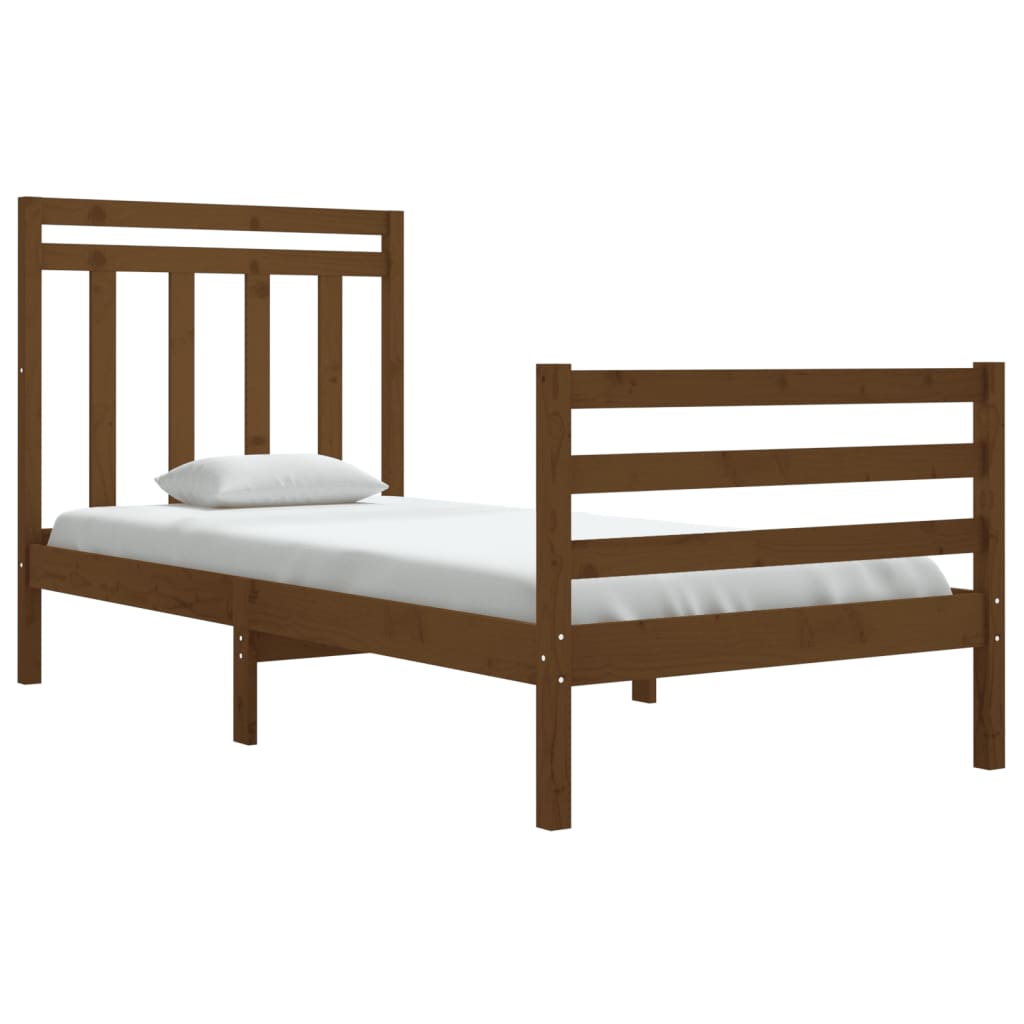 vidaXL Cadre de lit Marron miel Bois massif 90x190 cm Simple