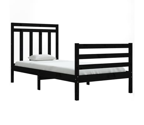 vidaXL Bed Frame without Mattress Black 90x190 cm Single Solid Wood