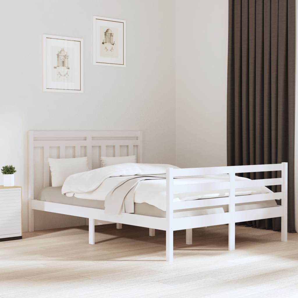 vidaXL Cadre de lit Blanc Bois massif 120x190 cm Petit Double