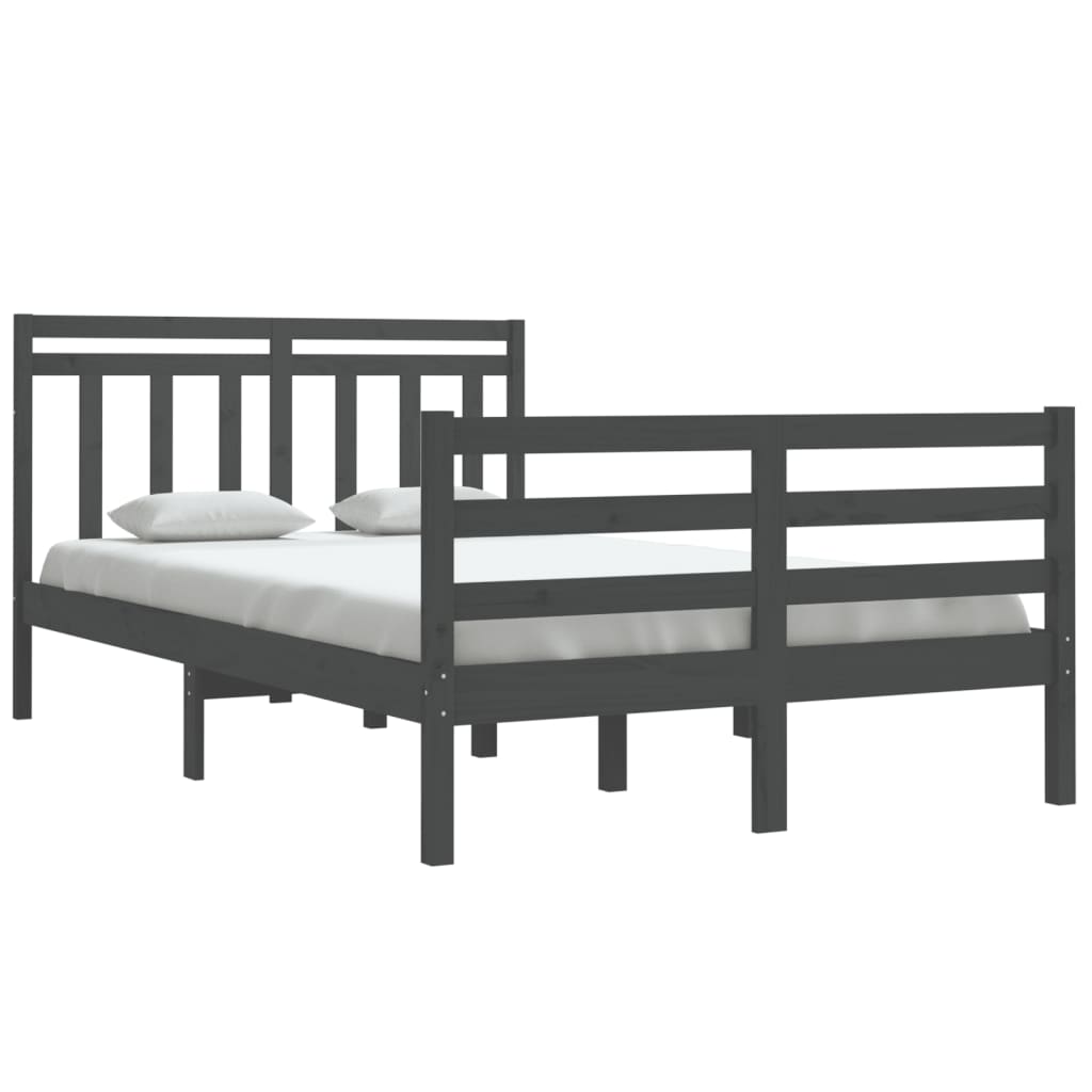 vidaXL Bedframe massief hout grijs 120x190 cm 4FT Small Double