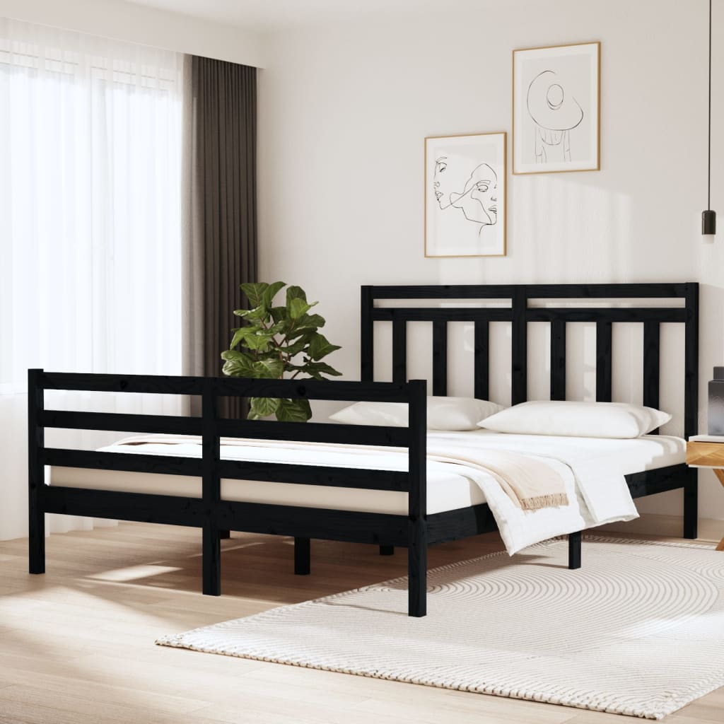 gultas rāmis, melns, masīvkoks, 120x190 cm, 4FT, divvietīgs | Stepinfit.lv