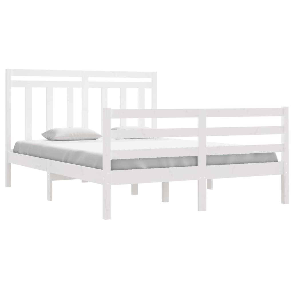 vidaXL Bedframe massief hout wit 135x190 cm 4FT6 Double