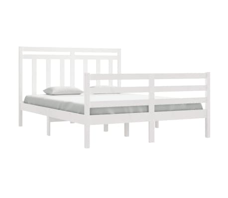 vidaXL Cadre de lit sans matelas blanc 135x190 cm bois massif