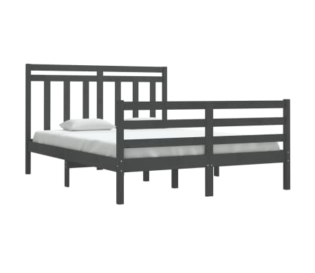 vidaXL Πλαίσιο Κρεβατιού Γκρι 135 x 190 εκ από Ξύλο Πεύκου Double