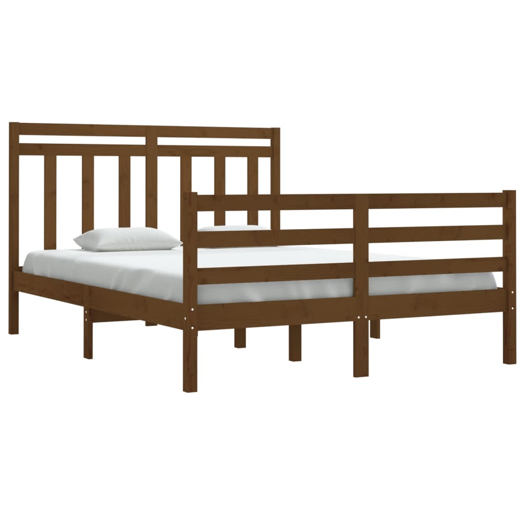 vidaXL Bedframe massief hout honingbruin 135x190 cm 4FT6 Double