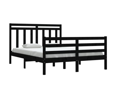 vidaXL Estrutura de cama dupla 135x190 cm madeira maciça preto