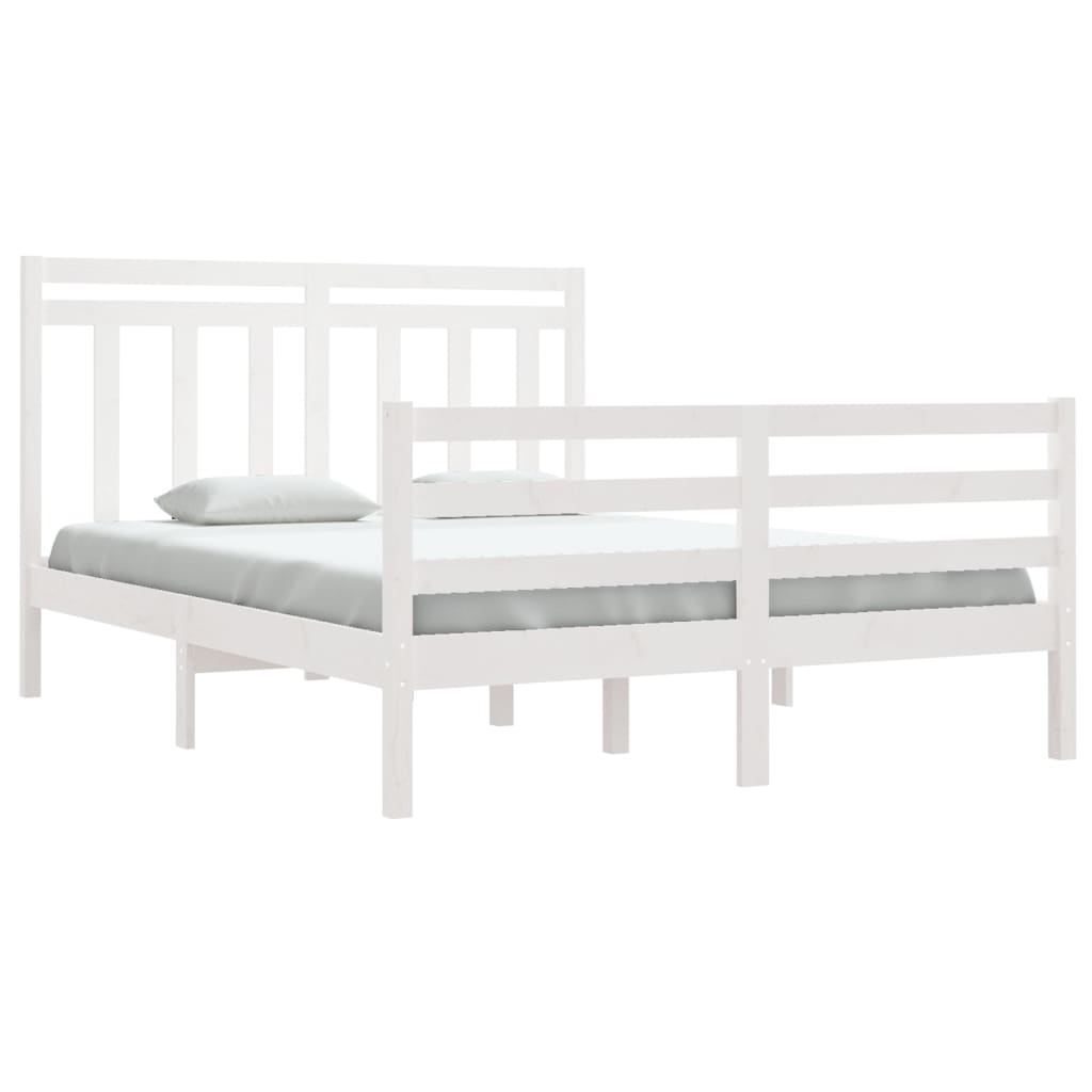 

vidaXL Bedframe massief hout wit 140x190 cm