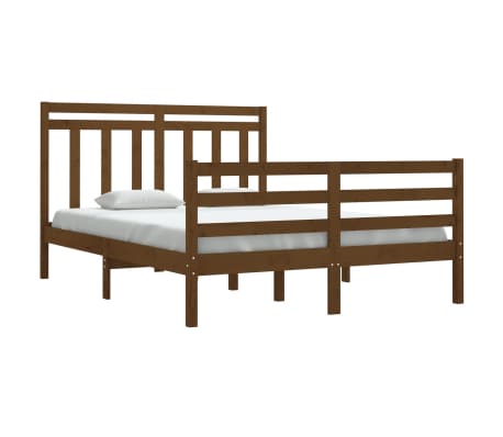 vidaXL Lovos rėmas, medaus rudos spalvos, 140x190cm, medienos masyvas