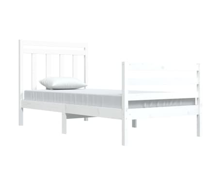 vidaXL Lovos rėmas, baltos spalvos, 90x200cm, medienos masyvas