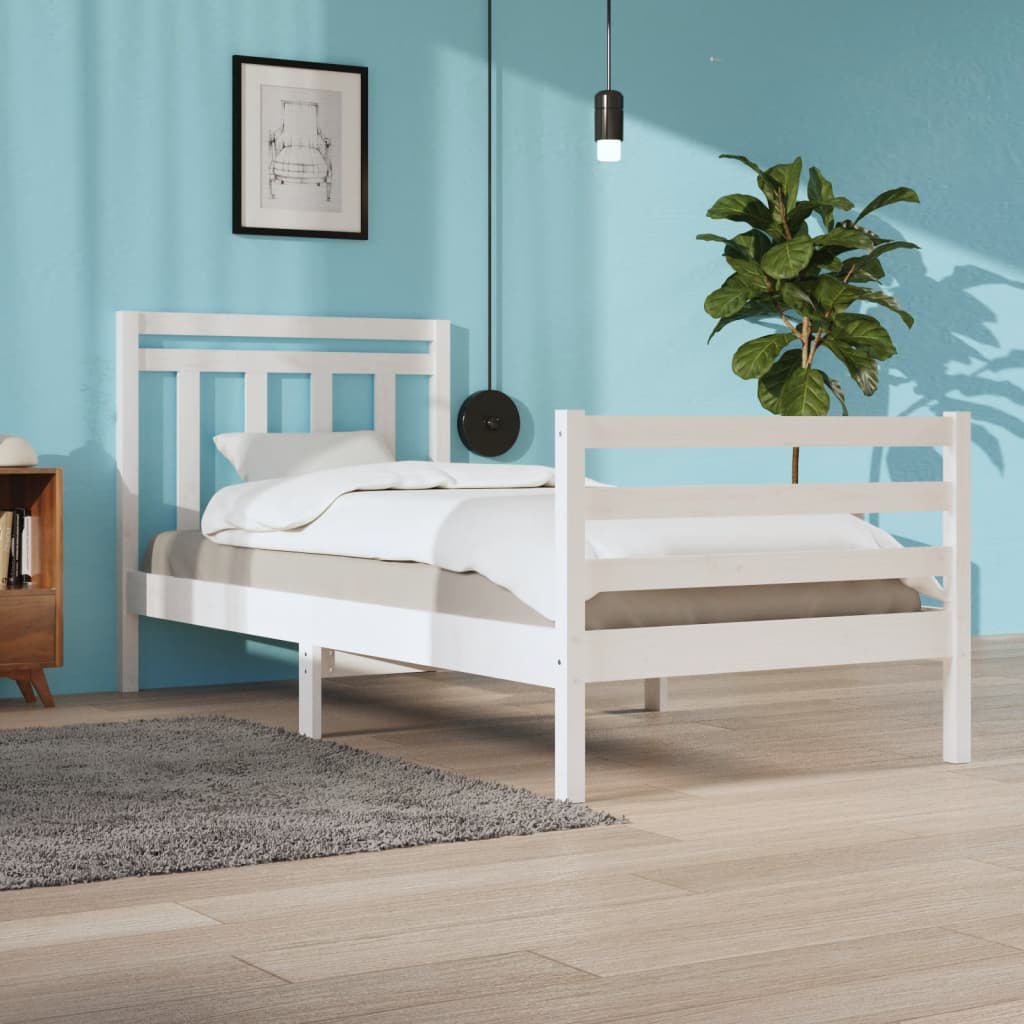 Rám postele bílý masivní dřevo 90 x 200 cm
