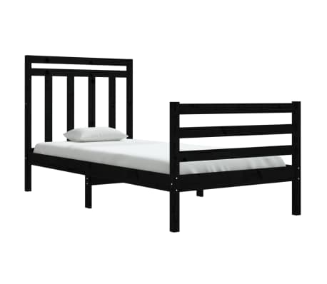 vidaXL Lovos rėmas, juodos spalvos, 90x200cm, medienos masyvas